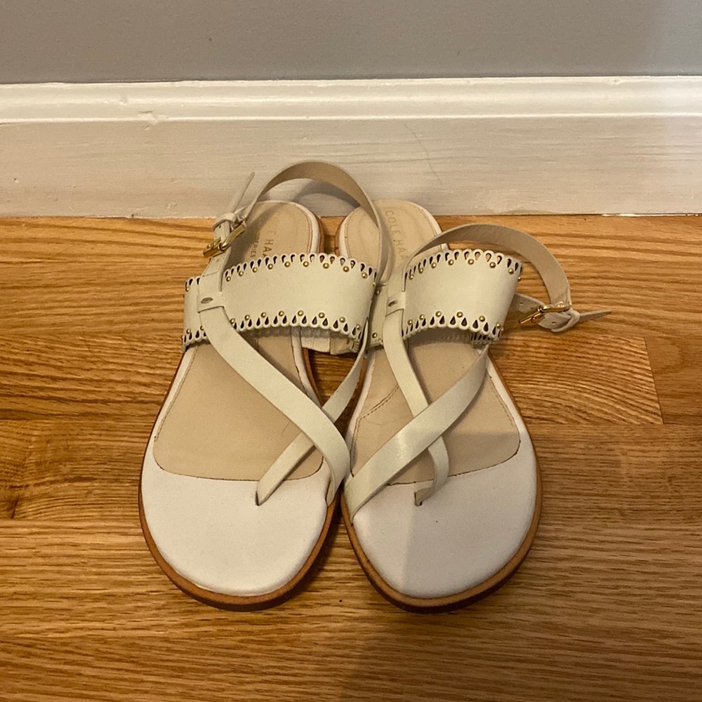 Cream/off white and gold sandals